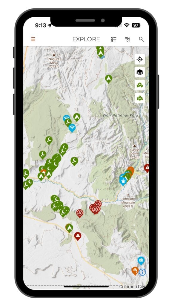 ioverlander screenshot on iphone